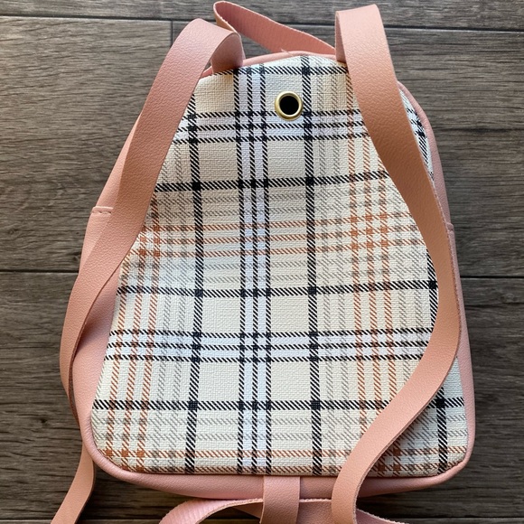 Mini Plaid Backpack in Pink with Front Pocket - Picture 4 of 7